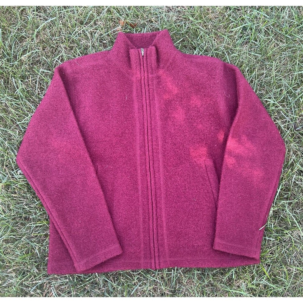 Vintage Herman Geist Wool Zip-up Sweater Jacket Size PM 100% Wool Cottagecore